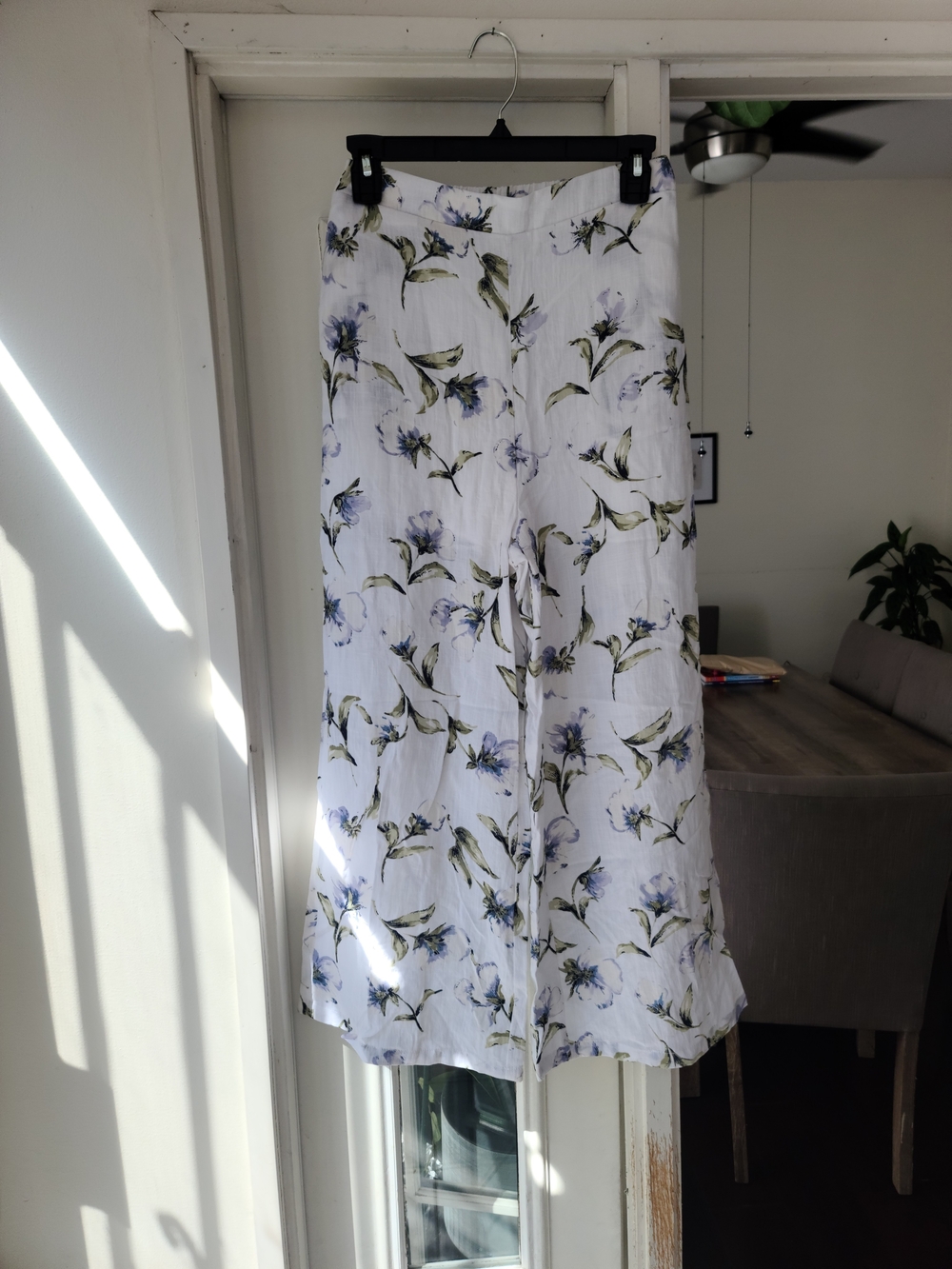 Sage White Maxi Skirt with Blue Floral Print